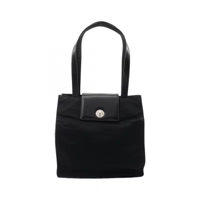 Pre-owned Bvlgari Black Leather Nylon Canvas Tote Bag ()