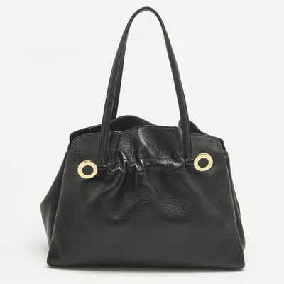Pre-owned Bvlgari Black Leather Twist Tote