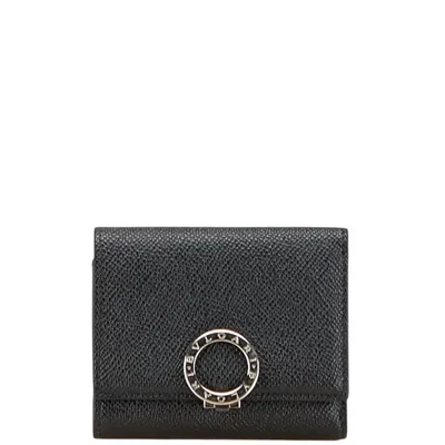 Pre-owned Bvlgari Black Leather Wallet (tri-fold) ()