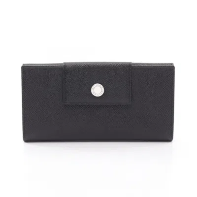 Pre-owned Bvlgari Black Leather Wallet (tri-fold) ()