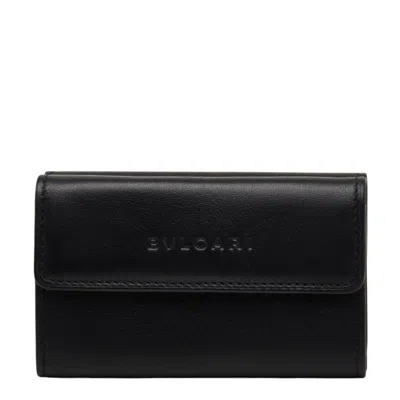 Pre-owned Bvlgari Black Leather Wallet (tri-fold) ()