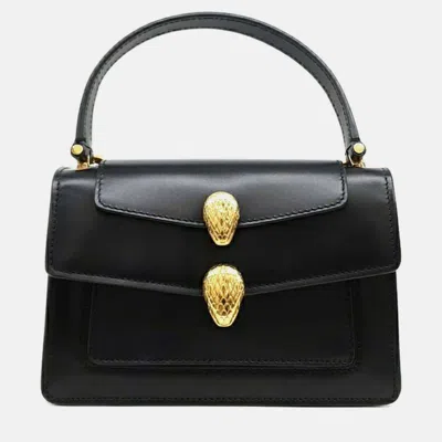 Pre-owned Bvlgari Black Leather X Alexander Wang Serpenti Tote And Shoulder Bag