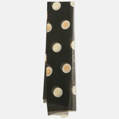 Pre-owned Bvlgari Black Logo Print Silk Chiffon Stole