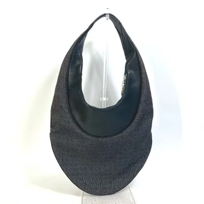 Pre-owned Bvlgari Black Navy Canvas Leather Shoulder Bag () In Black, Navy