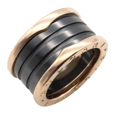 Pre-owned Bvlgari Black Pink Gold (18k) Band Ring ()