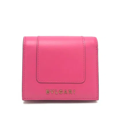 Pre-owned Bvlgari Black Pink Leather Wallet (tri-fold) () In Black, Pink