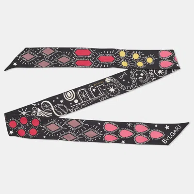 Pre-owned Bvlgari Black Printed Silk Shelley Scarf