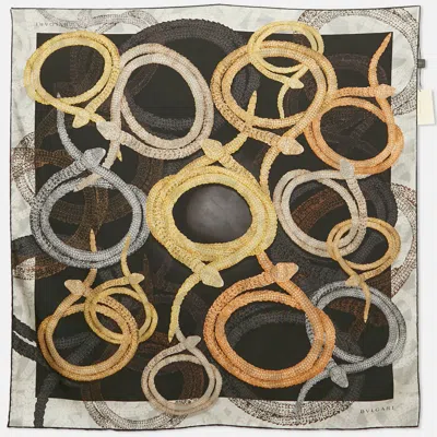 Pre-owned Bvlgari Black Serpenti Print Silk Scarf
