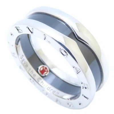 Pre-owned Bvlgari Black Silver Ceramic Silver 925 Band Ring ()