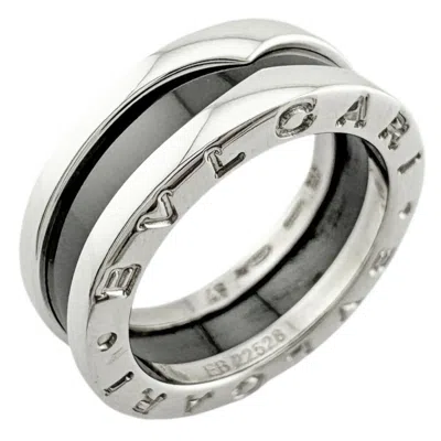 Pre-owned Bvlgari Black Silver Ceramic Silver Band Ring () In Multi