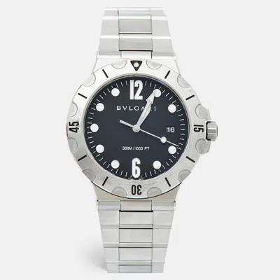 Pre-owned Bvlgari Black Stainless Steel Diagono Scuba 102323 Men's Wristwatch 41 Mm