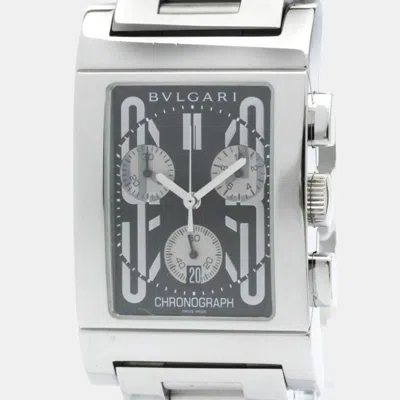 Pre-owned Bvlgari Black Stainless Steel Rettangolo Rtc49s Quartz Men's Wristwatch 49 Mm