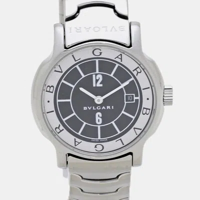 Pre-owned Bvlgari Black Stainless Steel Solotempo St29bssd Quartz Women's Wristwatch 28 Mm