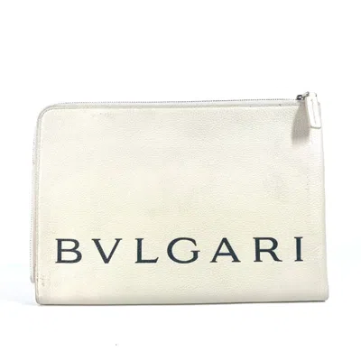 Pre-owned Bvlgari Black White Leather Clutch Bag Pouch () In Black, White