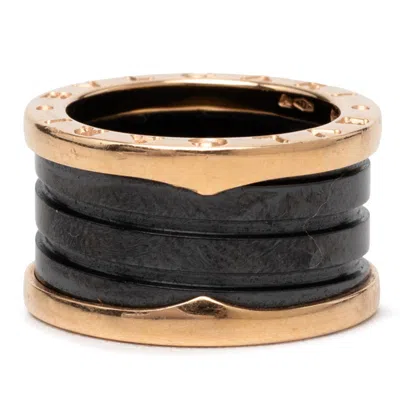 Pre-owned Bvlgari Black Yellow Gold (18k) Ceramic Band Ring ()
