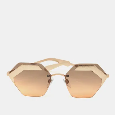 Pre-owned Bvlgari Black/gold 6103 Serpenti Geometric Sunglasses