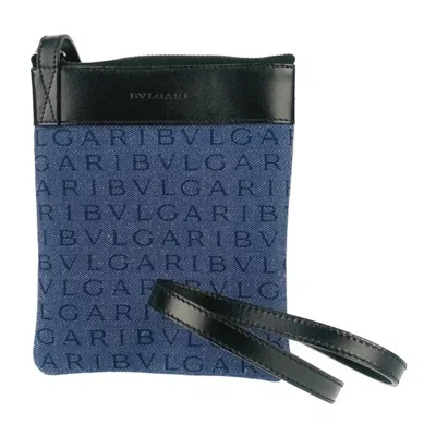 Pre-owned Bvlgari Blue Canvas Leather Pochette Pouch Shoulder Bag ()
