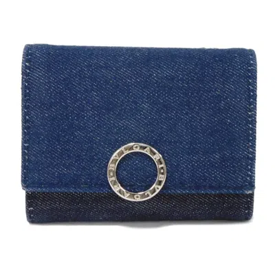 Pre-owned Bvlgari Blue Denim Wallet (tri-fold) ()