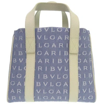 Pre-owned Bvlgari Blue Ivory Canvas Tote Bag () In Blue, Ivory