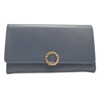 Pre-owned Bvlgari Blue Leather Long Wallet (bi-fold) ()
