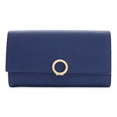 Pre-owned Bvlgari Blue Leather Long Wallet (bi-fold) ()