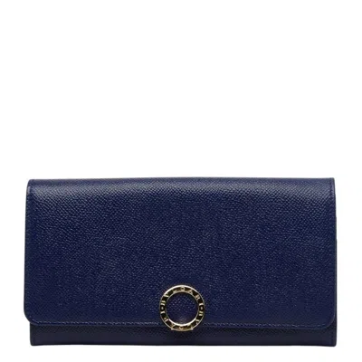Pre-owned Bvlgari Blue Leather Long Wallet (bi-fold) ()