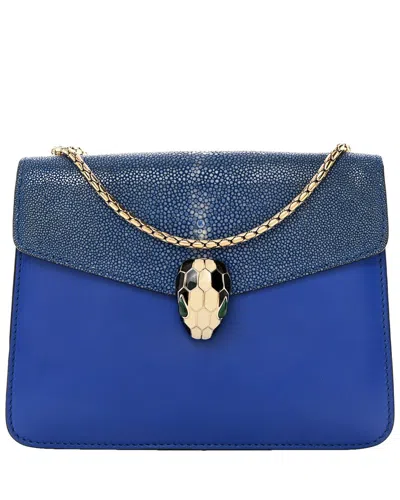 Bvlgari Blue Leather Serpenti Forever Crossbody (authentic Pre-loved)