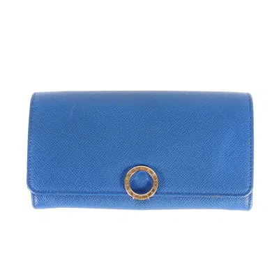 Pre-owned Bvlgari Blue Purple Leather Long Wallet (bi-fold) () In Multi