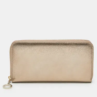 Pre-owned Bvlgari Bronze Leather Zip Continental Wallet In Brown