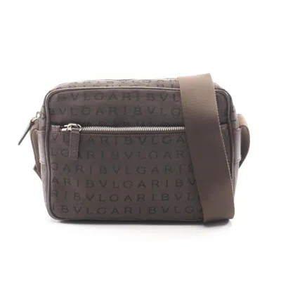 Pre-owned Bvlgari Brown Canvas Leather Handbag Shoulder Bag ()