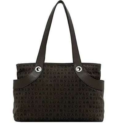 Pre-owned Bvlgari Brown Canvas Leather Tote Bag ()