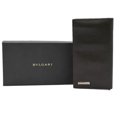 Pre-owned Bvlgari Brown Leather Long Wallet (bi-fold) ()