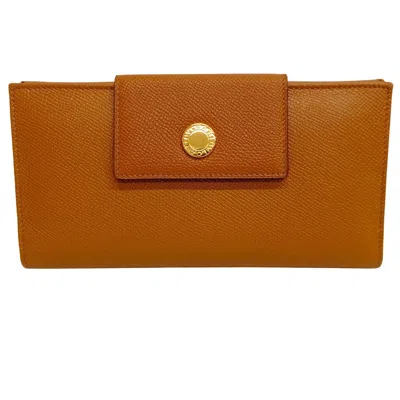 Pre-owned Bvlgari Brown Leather Long Wallet (bi-fold) ()