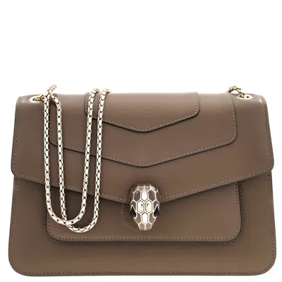 Bvlgari Brown Serpenti Forever Leather Shoulder Bag