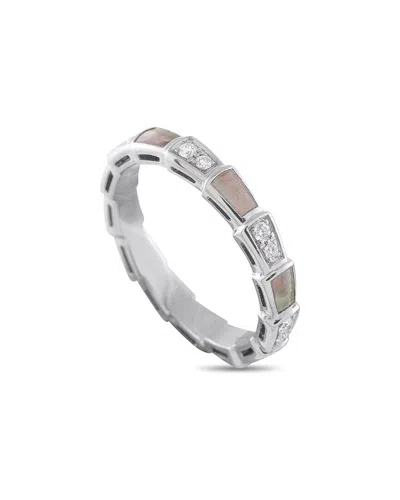 Bvlgari Bulgari 18k 0.41 Ct. Tw. Diamond & Mother Of Pearl Ring (authentic Pre-loved) In Metallic