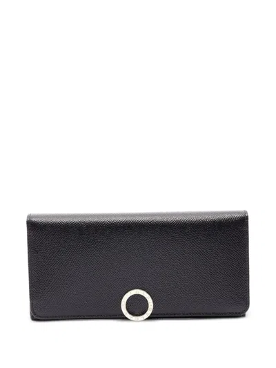 Pre-owned Bvlgari Bulgari Bi-fold Long Wallet In Black