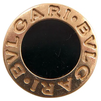 Pre-owned Bvlgari Bulgari Bulgari 18k Rose Gold Black Onyx Circular Disc Stud Earrings In Red