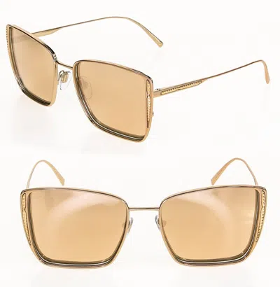 Pre-owned Bvlgari Bv6176 Rose Gold Pink Mirrored Rectangle Metal Sunglasses 6176