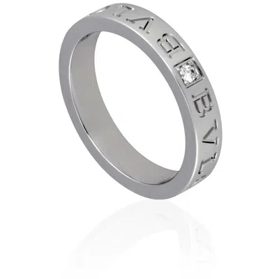 Bvlgari 18k White Gold Diamond Ring In Silver