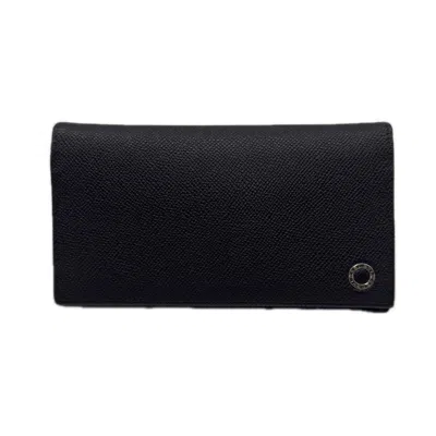 Pre-owned Bvlgari Black Blue Long Wallet (bi-fold) () In Black, Blue