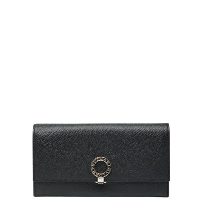 Pre-owned Bvlgari Black Leather Coin Purse/coin Case ()