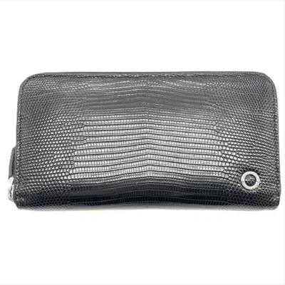 Pre-owned Bvlgari Black Leather Long Wallet (bi-fold) ()