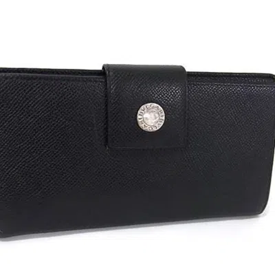 Pre-owned Bvlgari Black Leather Long Wallet (bi-fold) ()
