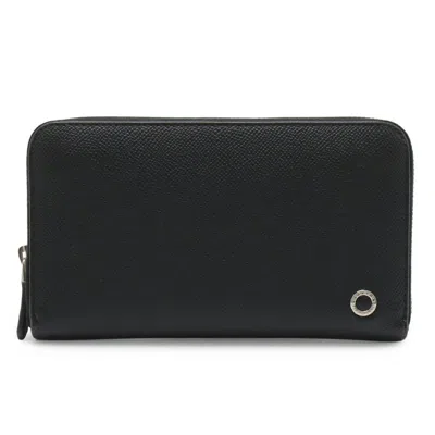 Pre-owned Bvlgari Black Leather Long Wallet (bi-fold) ()
