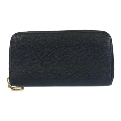 Pre-owned Bvlgari Black Leather Long Wallet (bi-fold) ()