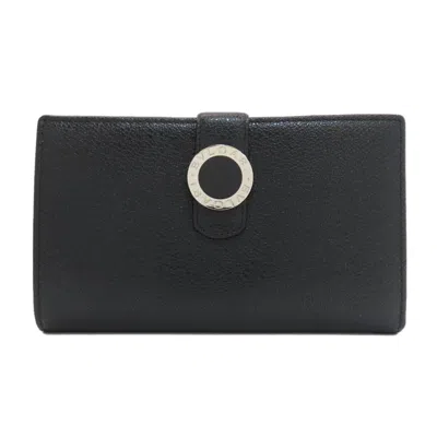 Pre-owned Bvlgari Black Leather Long Wallet (bi-fold) ()