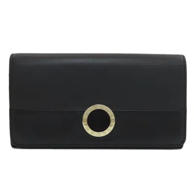Pre-owned Bvlgari Black Leather Long Wallet (bi-fold) ()