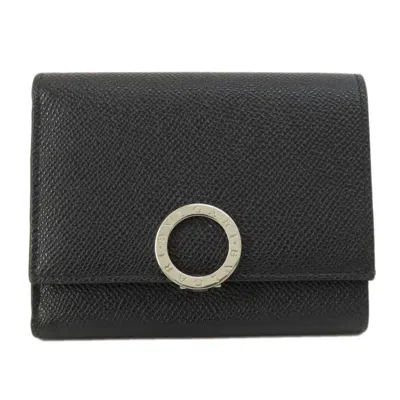 Pre-owned Bvlgari Black Leather Wallet (tri-fold) ()