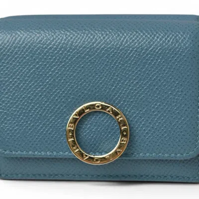 Pre-owned Bvlgari Blue Turquoise Leather Wallet (tri-fold) () In Multi