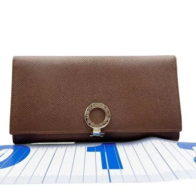 Pre-owned Bvlgari Brown Leather Long Wallet (bi-fold) ()